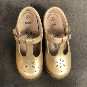FootMates Toddler Girl Gold T-strap Mary Jane